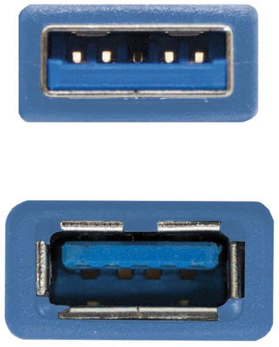 Nanocable Cable USB A Macho a USB A Hembra 1m Azul